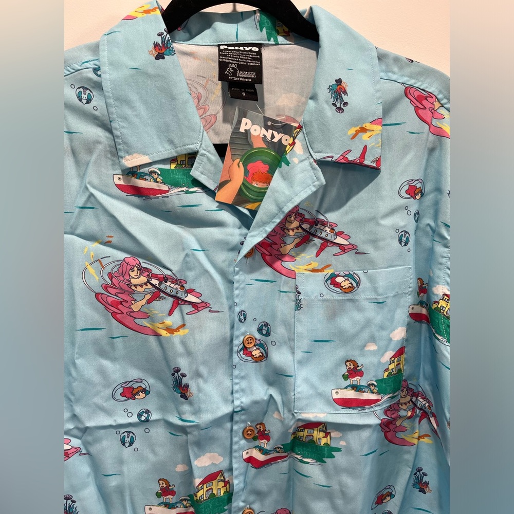 Rare! Studio Ghibli Ponyo Allover Print Woven Button-Up